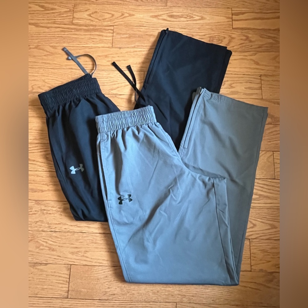 Men’s 2 Pair Under Armour Slush Loose Fit Pants w Pocket Drawstring Ankle Zipper